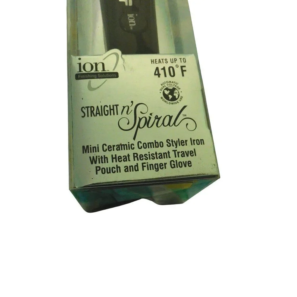 NEW Ion Straight‎ N' Spiral Mini Ceramic Combo Styler with travel pouch